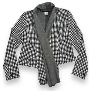 Cabi Houndstooth Jacket Black White Scarf Pockets Stretch Style 3904, Size S